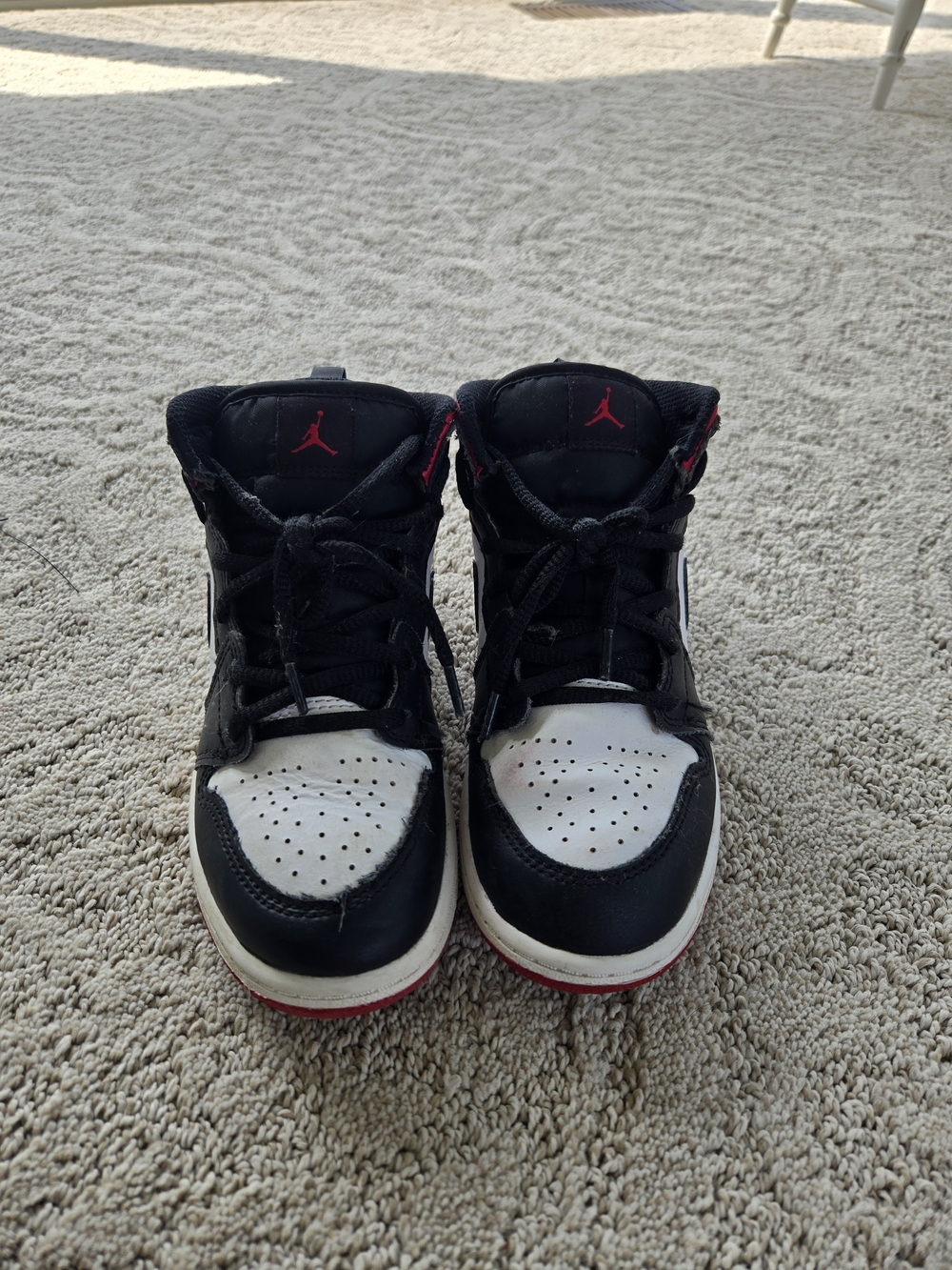 Jordan Kids Black/White/Red High-Top Sneakers